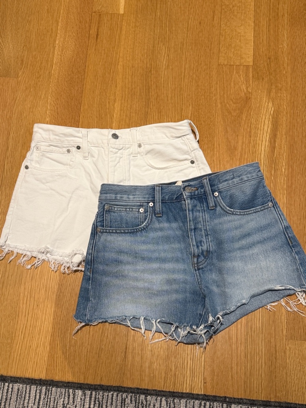 Madewell relaxed denim shorts set of 2 bundle white blue cut offs